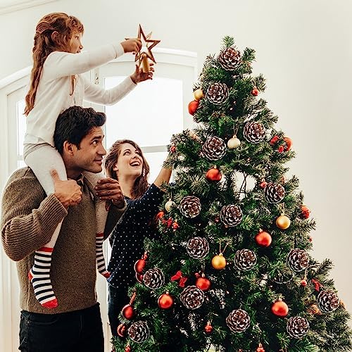 60 Pcs Pine Cones for Christmas Tree 1.38 x 5.1 Inch Frosted Snow Pine Cones Ornaments with Wired Pick for Crafts Holiday Wreath Garland Party Decorations