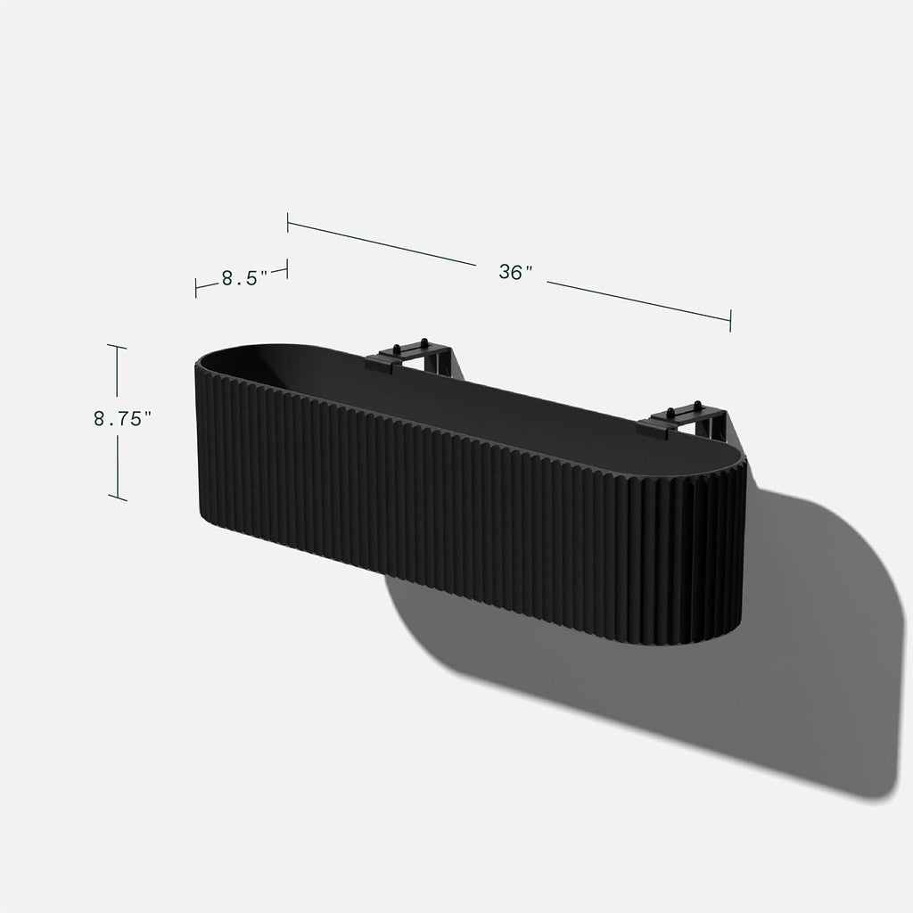 Veradek Demi Series Railing Planter - Round Window Box with Bracket | Made From a Durable Plastic-Stone Composite With