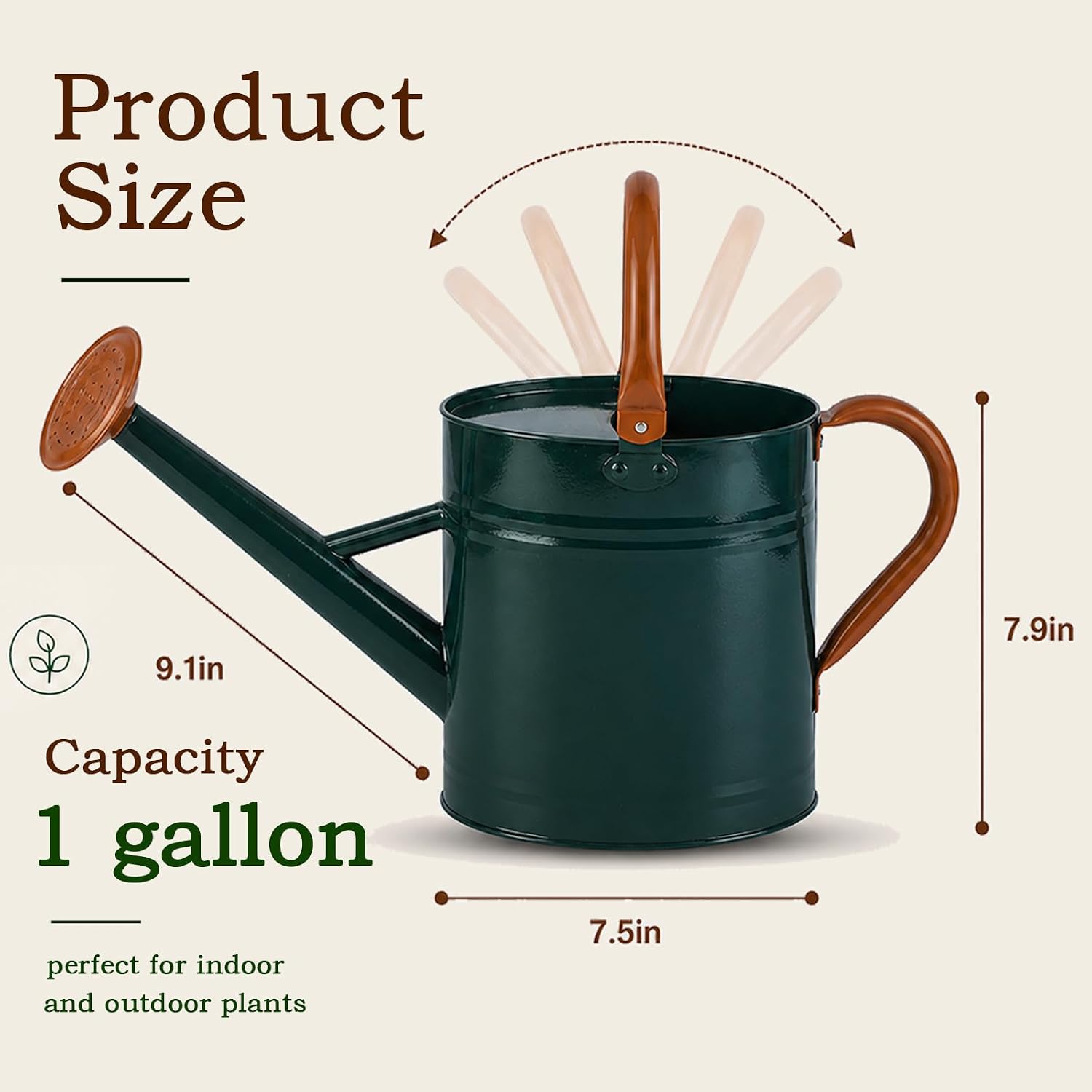 Metal Watering Can for Plants,Watering Cans for Outdoor&Indoor Gardening, Galvanized Steel Water Can with Removable