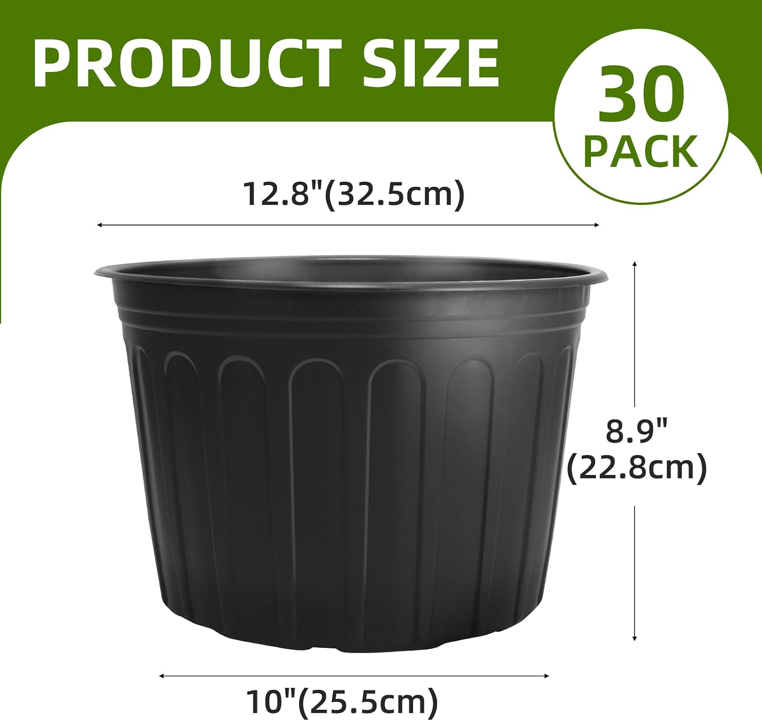 30 Pack 5 Gallon Plastic Nursery Pots,12.8 Inch Thickened Soft Plant Pots with Drainage Holes,Flower Planter Container