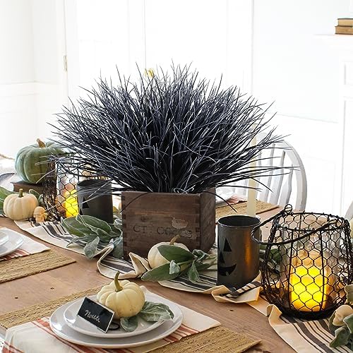 RECUTMS Black and White Plants Halloween Faux Bush Artificial Onion Grass