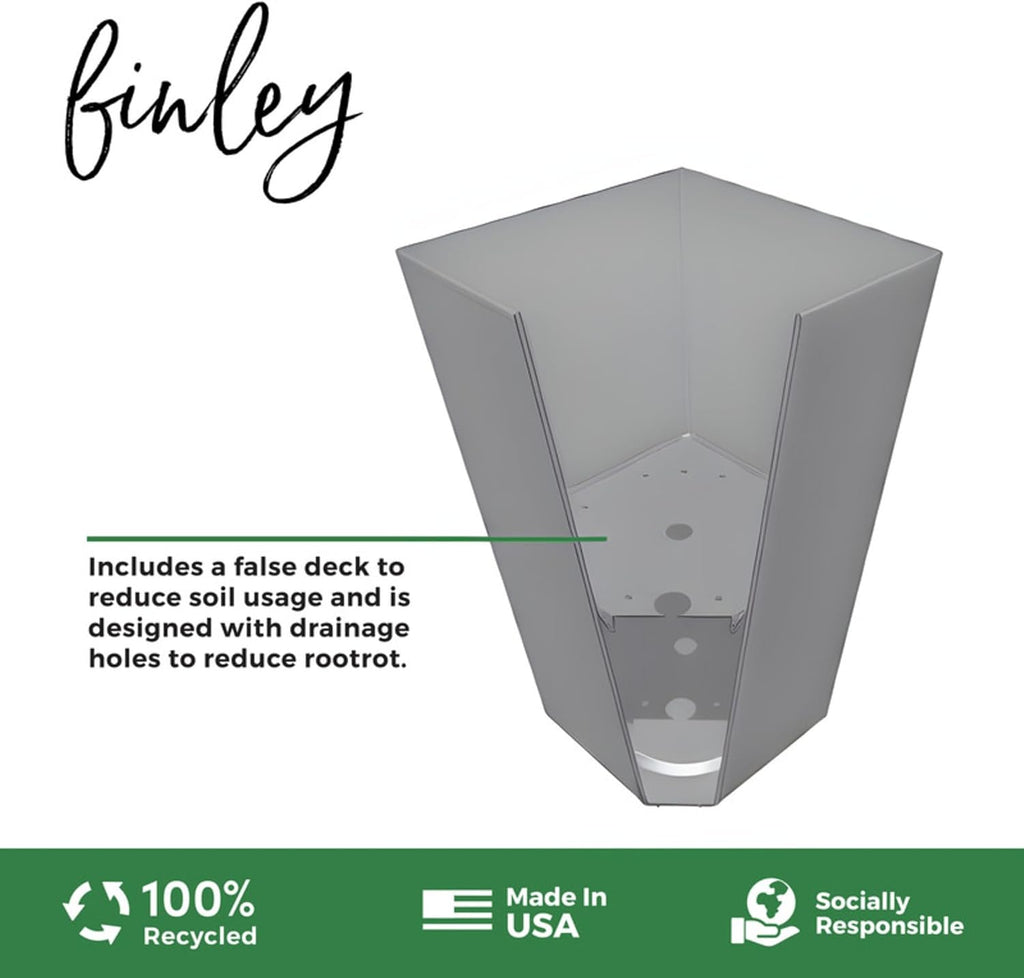 Bloem Finley 25" Tall Recycled Plastic Tapered Planter, White, Set of 2 | Sharp, stylish tapered appearance with a