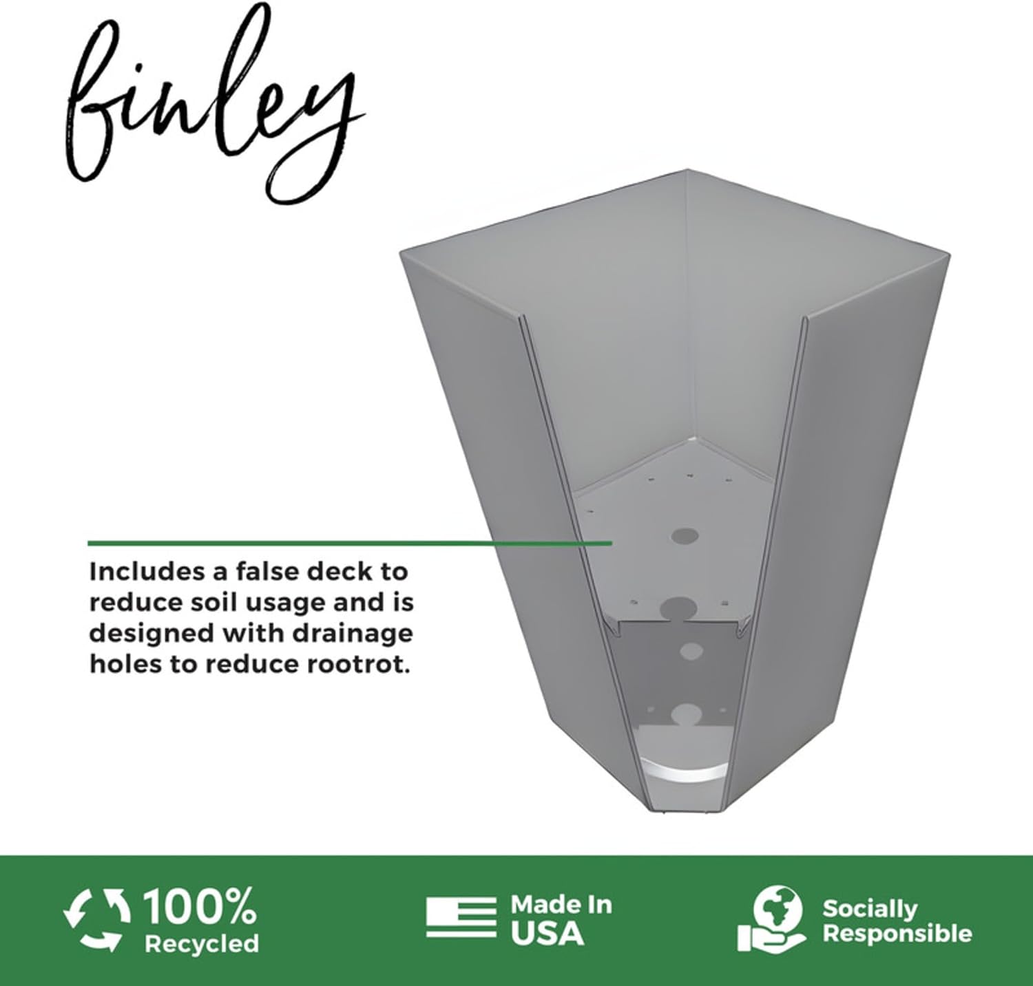 Bloem Finley 25" Tall Recycled Plastic Tapered Planter, White, Set of 2 | Sharp, stylish tapered appearance with a