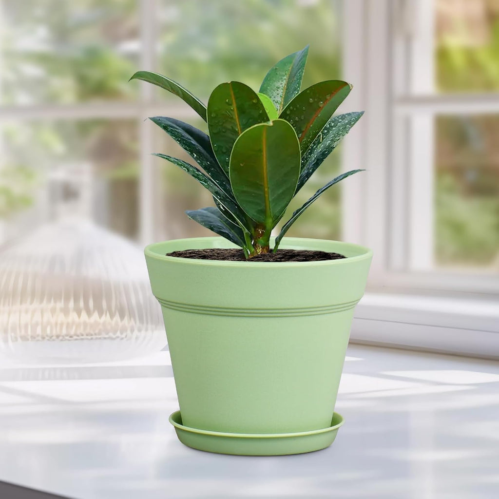 Meowell 6 inch Plastic Nursery Pots, 16 Pack Plant Pots for Small Indoor Outdoor Plants, Flower Pots with Drainage
