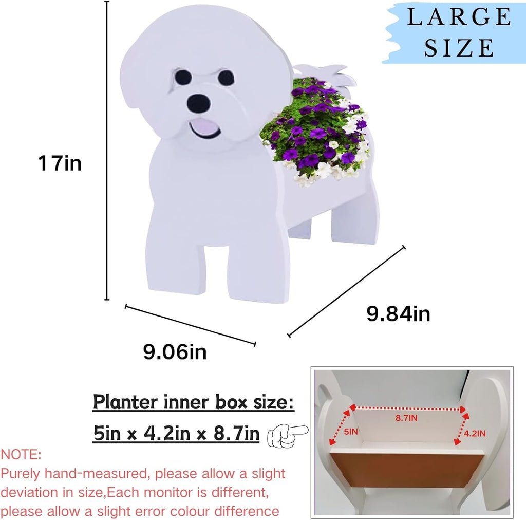Bichon Frise Dog Planter Pots, Animal Shaped Flower Pot | Large Cute Plant Gift for Women and Pet Lovers, Indoor