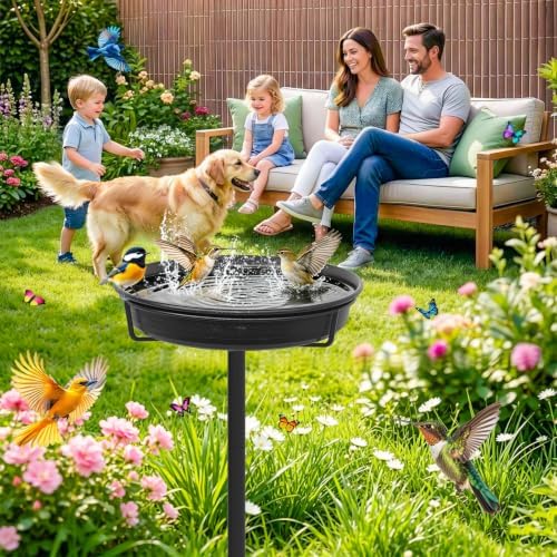 39In Freestanding Birdbaths Bowl Outdoor, Free Standing Garden Bird Bath Bird Feeder Bowl with Metal Stake, Detachable Decoration Spa Birdfeeder for Garden Patio Yard Lawn, New Upgrade(A)