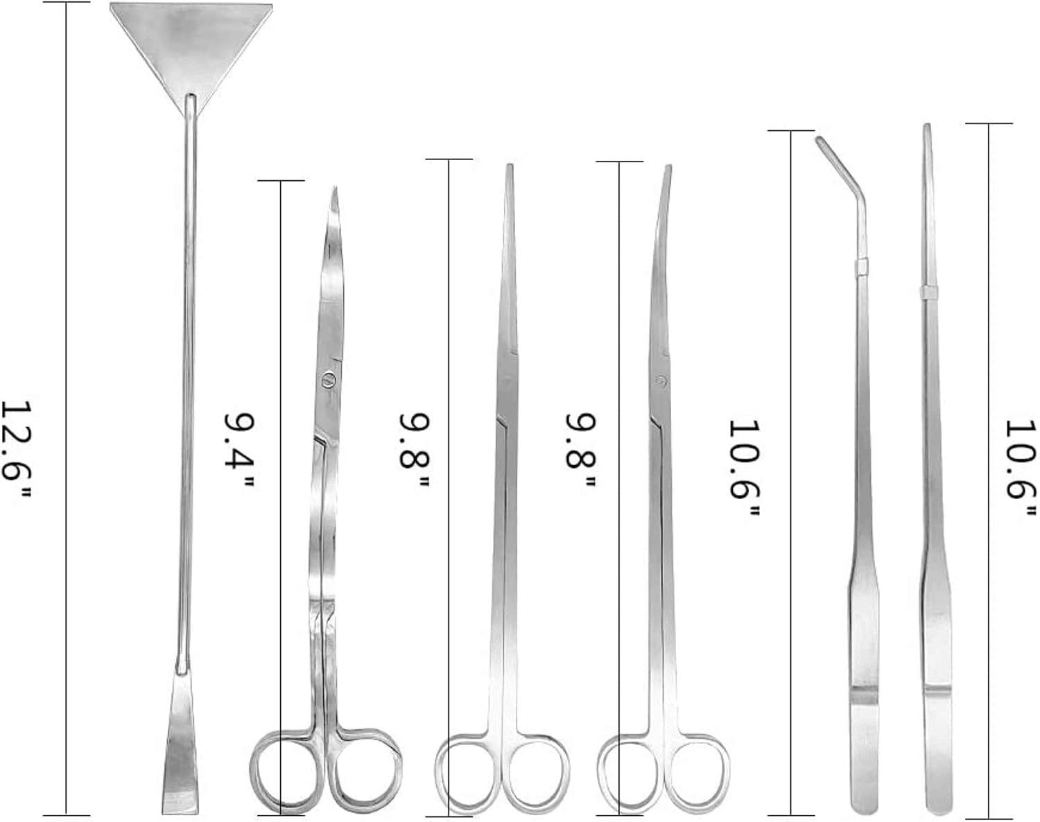 Aquascaping Tools 7 in 1 Kit Aquarium Plant Scissors Tools Set Curved & Waved Scissor Tweezers Spatula Stainless Steel