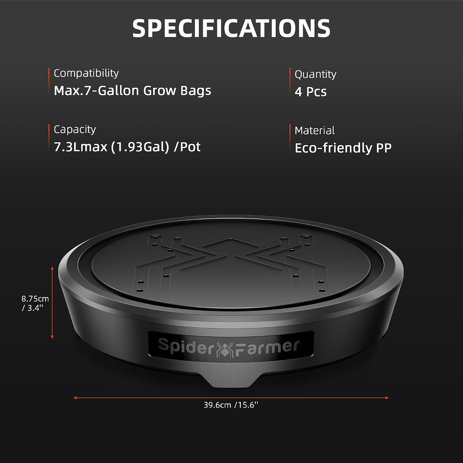 Spider Farmer 4 Pot Gravity-Fed Self Watering System, Automatic Watering | Equipped with 13 Gallon Reservoir & 5 Gallon