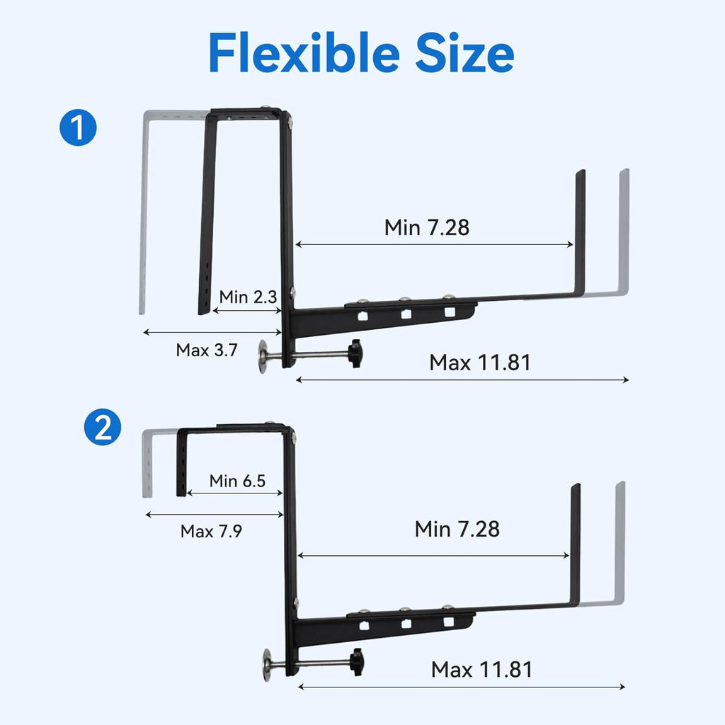 Halatool Window Box Brackets Outdoor, 4Pack Adjustable Planter Box Brackets | Heavy Duty Steel No Drill Flower Box