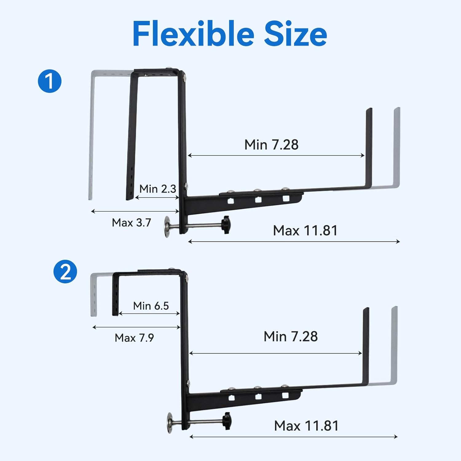 Halatool Window Box Brackets Outdoor, 4Pack Adjustable Planter Box Brackets | Heavy Duty Steel No Drill Flower Box