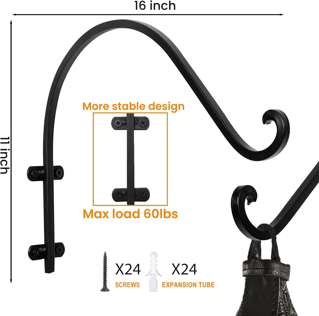 16 Inch Plant Hangers Outdoor,6 Pack Heavy Duty Plant Hanger Bracket | Hanging Basket for Plants Outdoor Brackets,80lbs