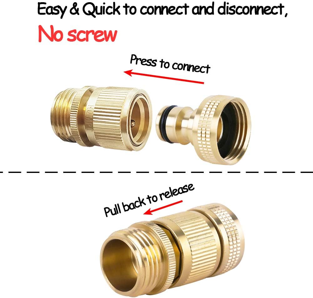 Garden Hose Quick Connector Water Hose Quick Connect ¾ inch GHT Brass Easy Connect Fitting Quick Connect Hose Fittings