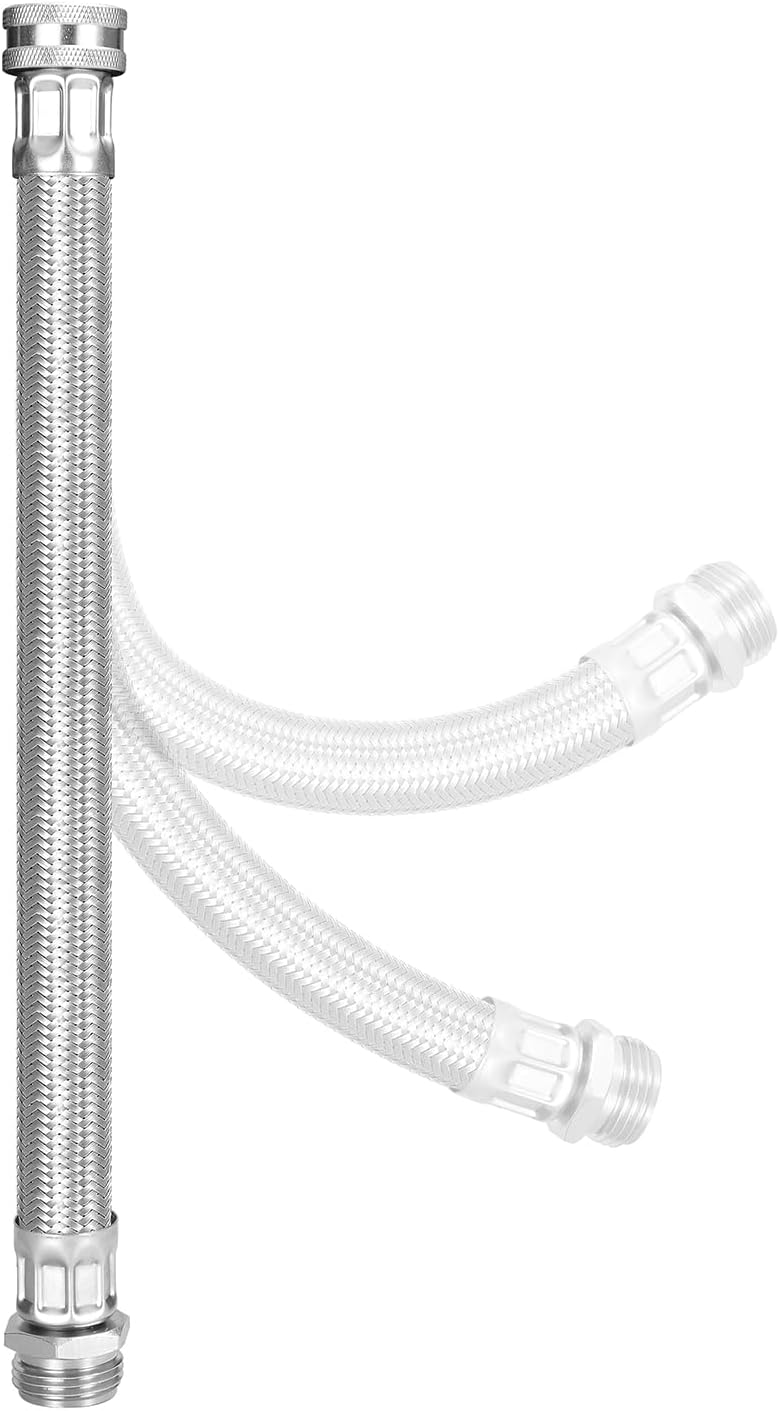 Garden Hose Extender, Kink-Free, Braided Stainless Steel Water Hose