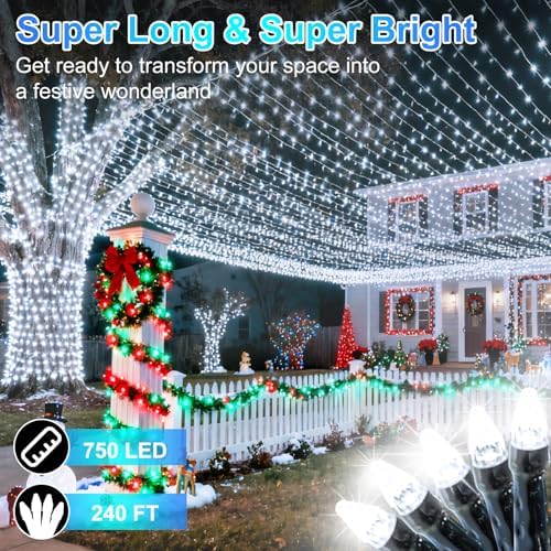 750 LED 240FT Christmas String Lights Outdoor, 12 Pro Modes with Timer