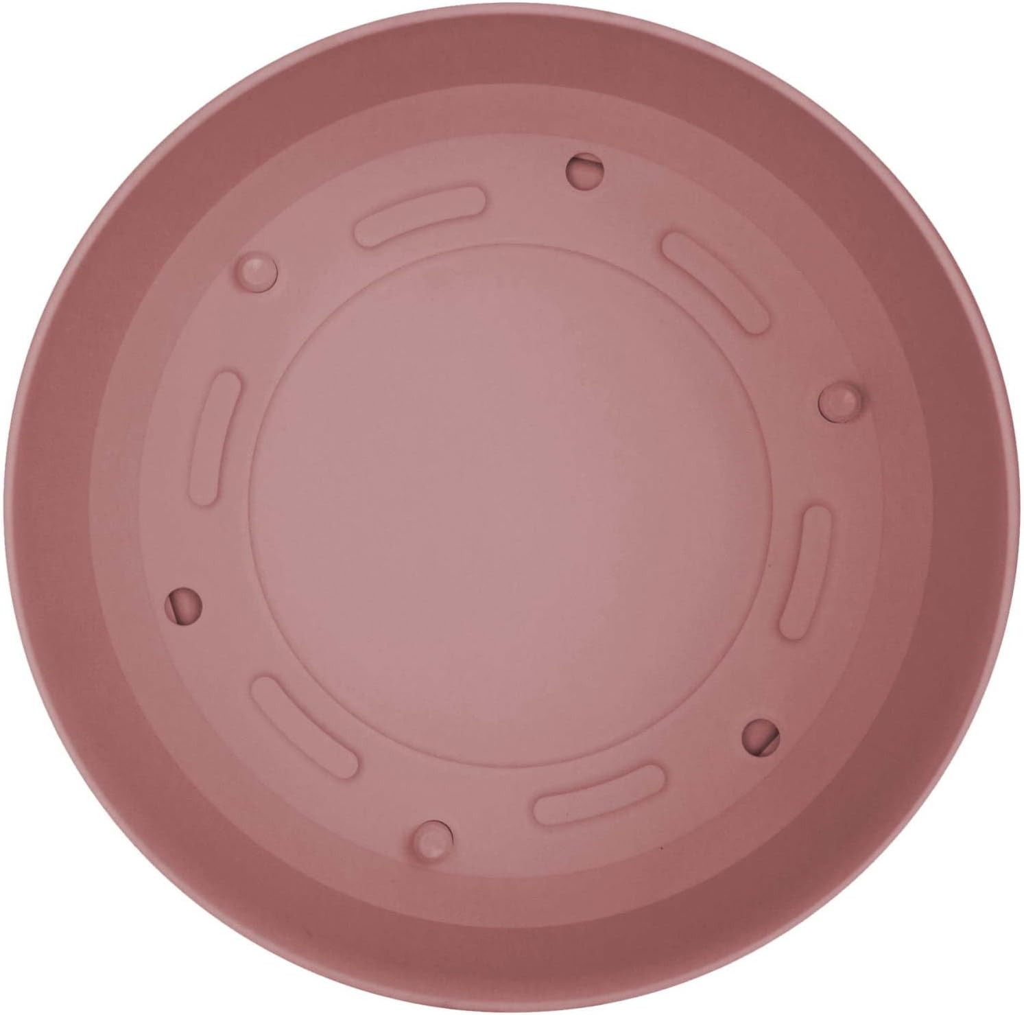 Bloem Mathers 8" Plastic Planter - Modern Indoor Pot with Drainage Hole and Saucer Tray, Dusty Rose