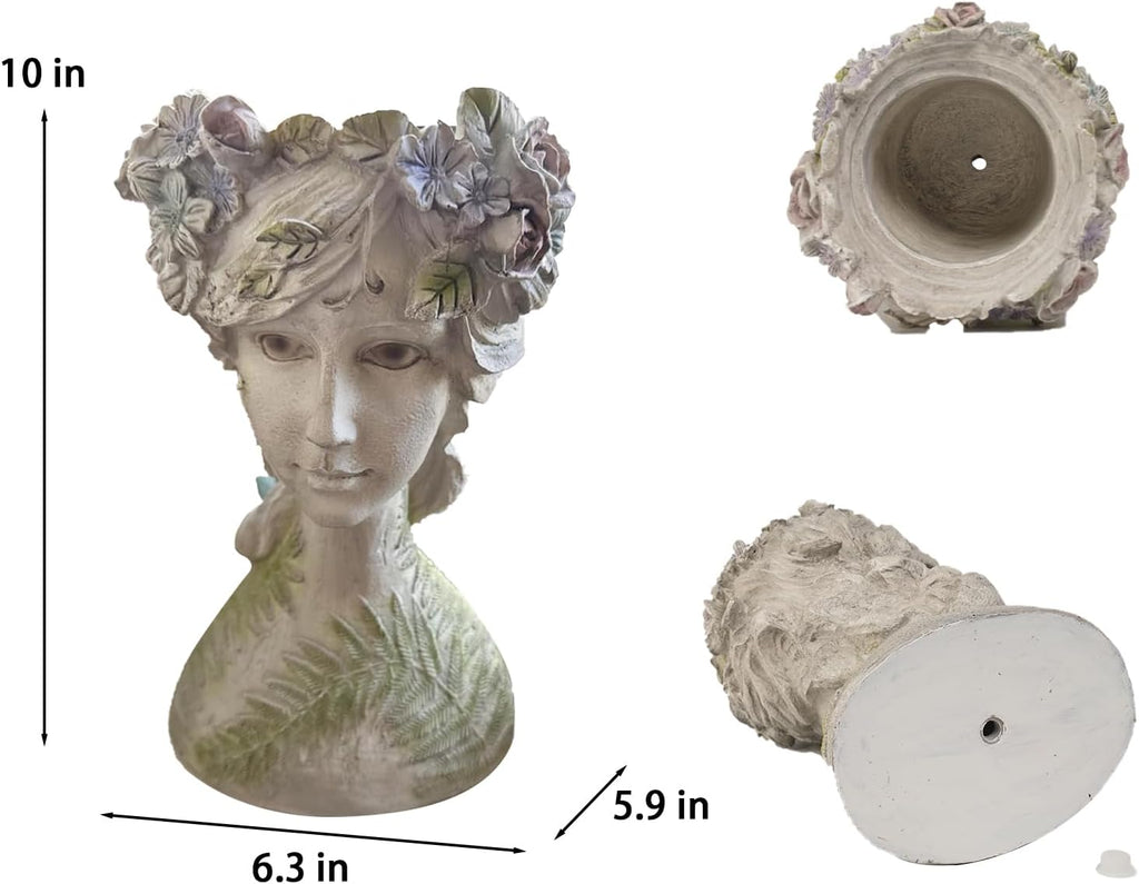 DiliComing Head-Planter Face-Planters Pot - 10 Inch Flower Pots Outdoor with Drainage Hole, Face Flower Pot Head