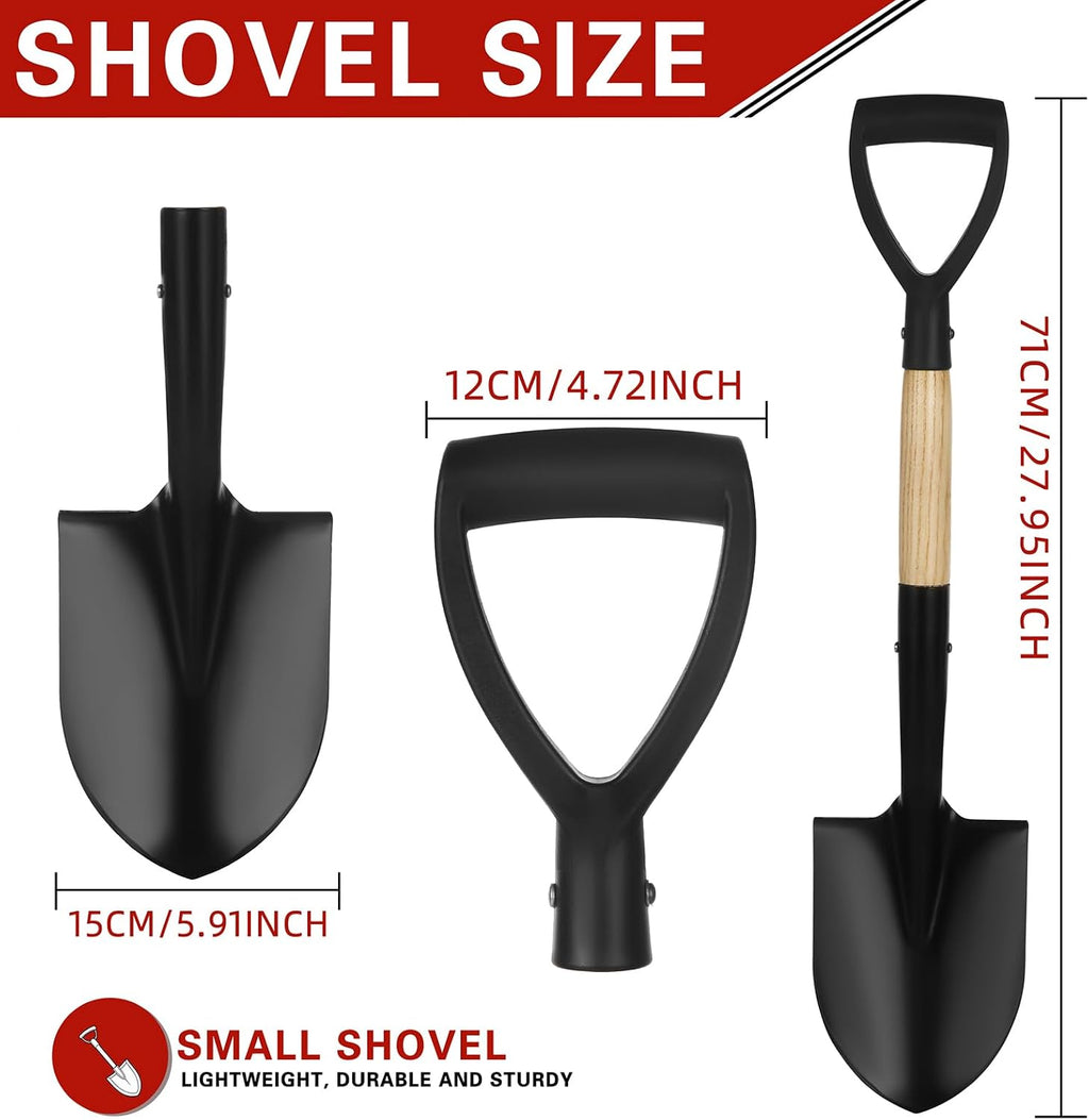 28-Inch Mini Garden Shovel with D-Grip Handle, Kids Small Shovel, Alloy Steel Head & Wooden Shaft for Car Emergency