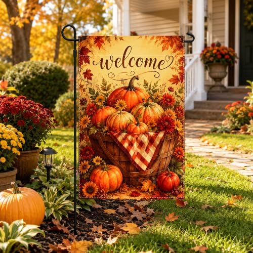 Fall Decor - Fall Welcome Thanksgiving Pumpkin Garden Flag
