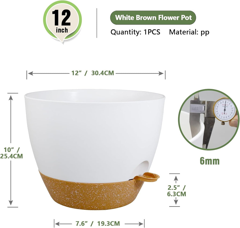 Meowell 12 inch Large Self Watering Pots for Indoor Outdoor Plants, Plant Pots with Mesh Drainage Holes for Garden