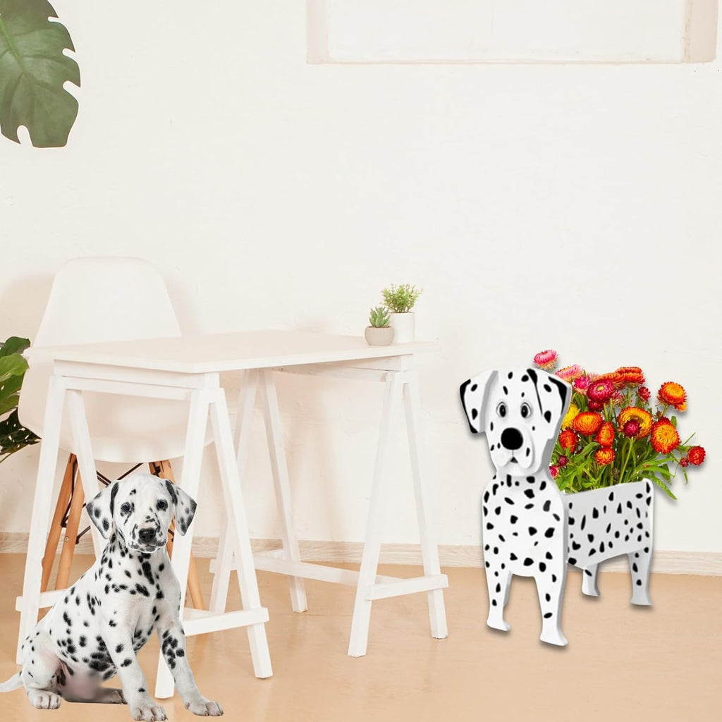 Dalmatian Dog Planter Pots, Animal Shaped Flower Pot | Cute Plant Gift for Women and Pet Lovers, Indoor Outdoor Garden