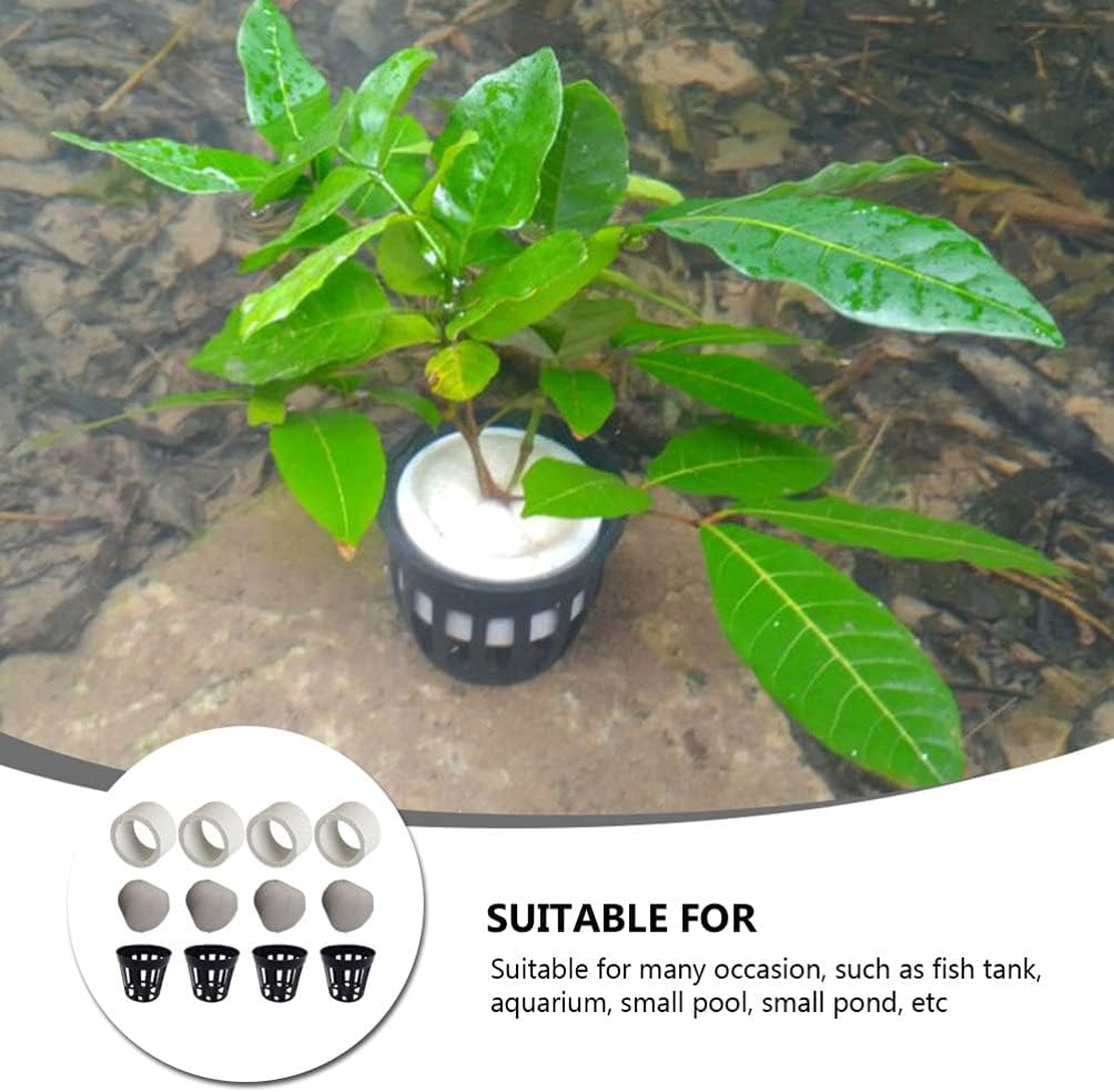 balacoo 10 Sets Aquarium Planting Rings and Cottons Fish Tank Planting Cups Hydroponic Bucket Water Tank Plants Fixed