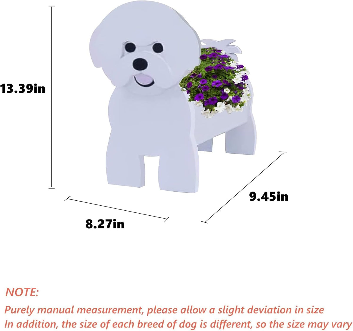 Bichon Frise Dog Planter Pots, Animal Shaped Flower Pot | Cute Plant Gift for Women and Pet Lovers, Indoor Outdoor