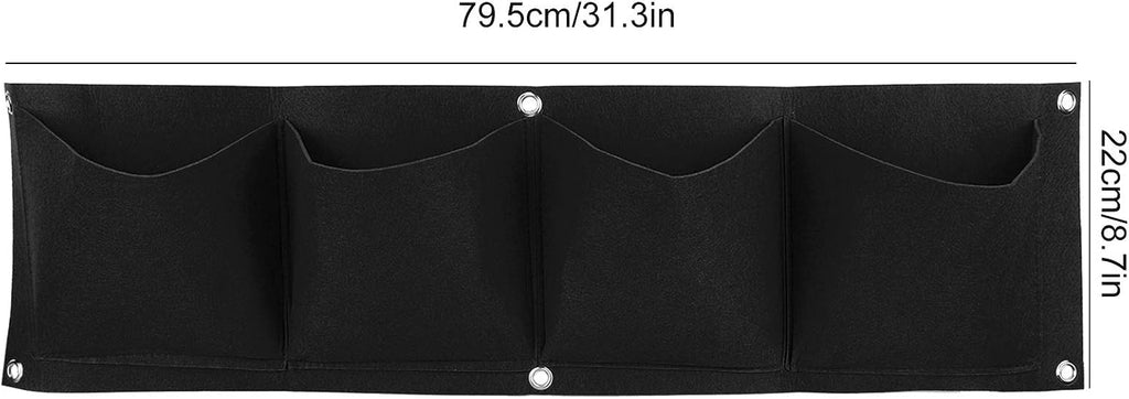 4Pcs 4 Pocket Felt Vertical Wall Garden Planter Plant Grow Bag Reusable Wall Mounted Planting Growing Bag for Flower