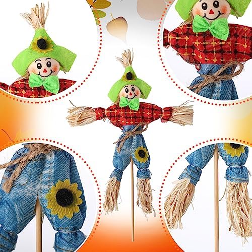Jenaai 24 Pcs Fall Scarecrow Decorations Bulk 13.4 x 6.3 Inch
