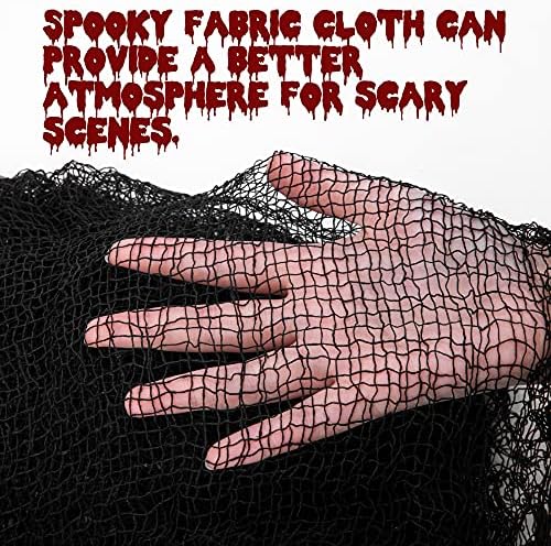 Alpurple 12 Pcs Halloween Creepy Cloth, 30 x 72 Inch Scary Spooky Fabric Cloth, Freaky Loose Weave Creepy Gauze for Halloween Party Decoration (6 Black + 6 White)