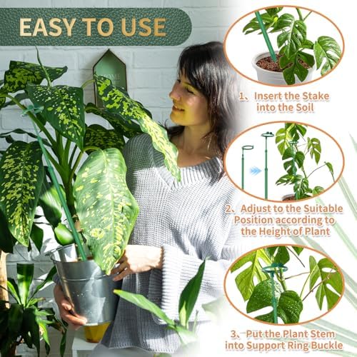 Telescoping Plant Stakes, 7Pcs 17.9IN to 42.3IN Adjustable Monstera Support