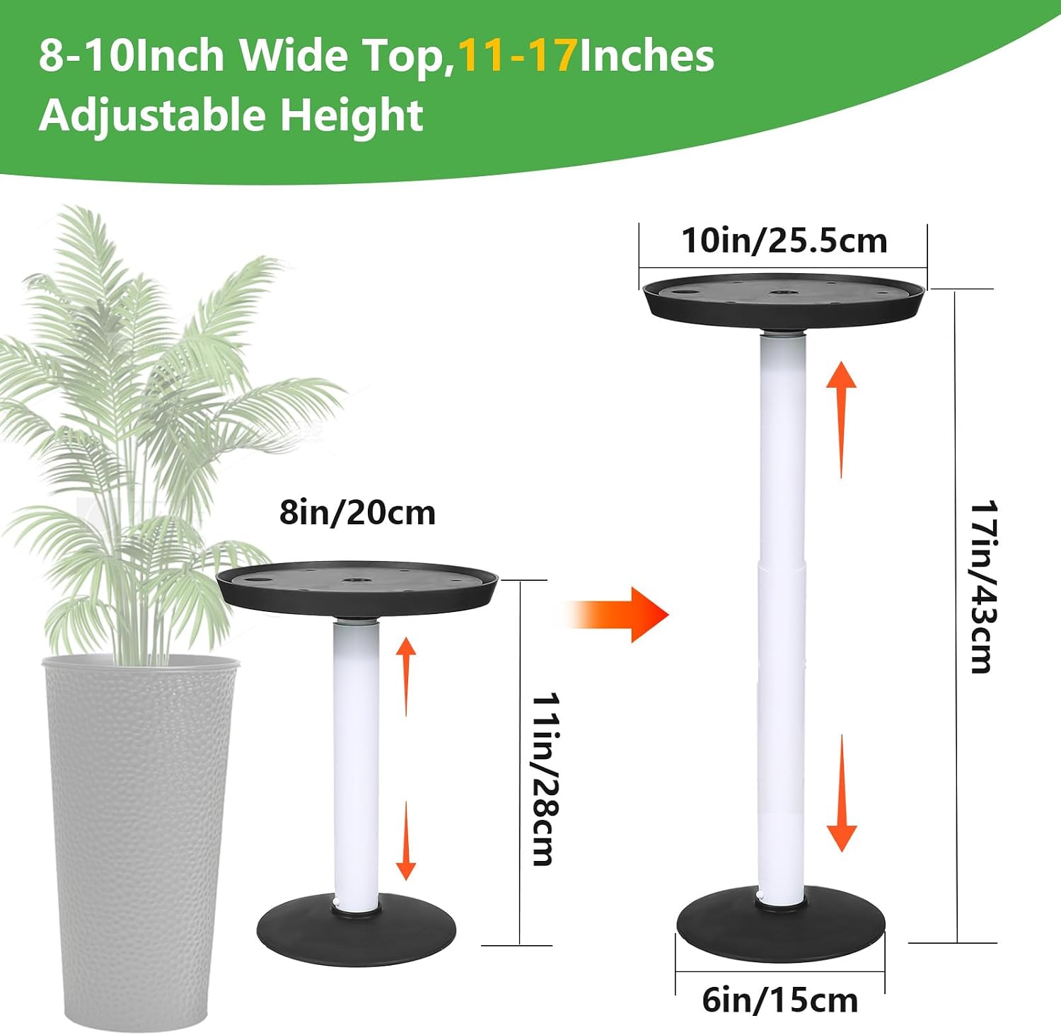 2 Pack Plant Riser Inserts for Large Pots, 8 in/10 in Interchangeable Sturdy Planter Inserts & 11 - 17 in Adjustable