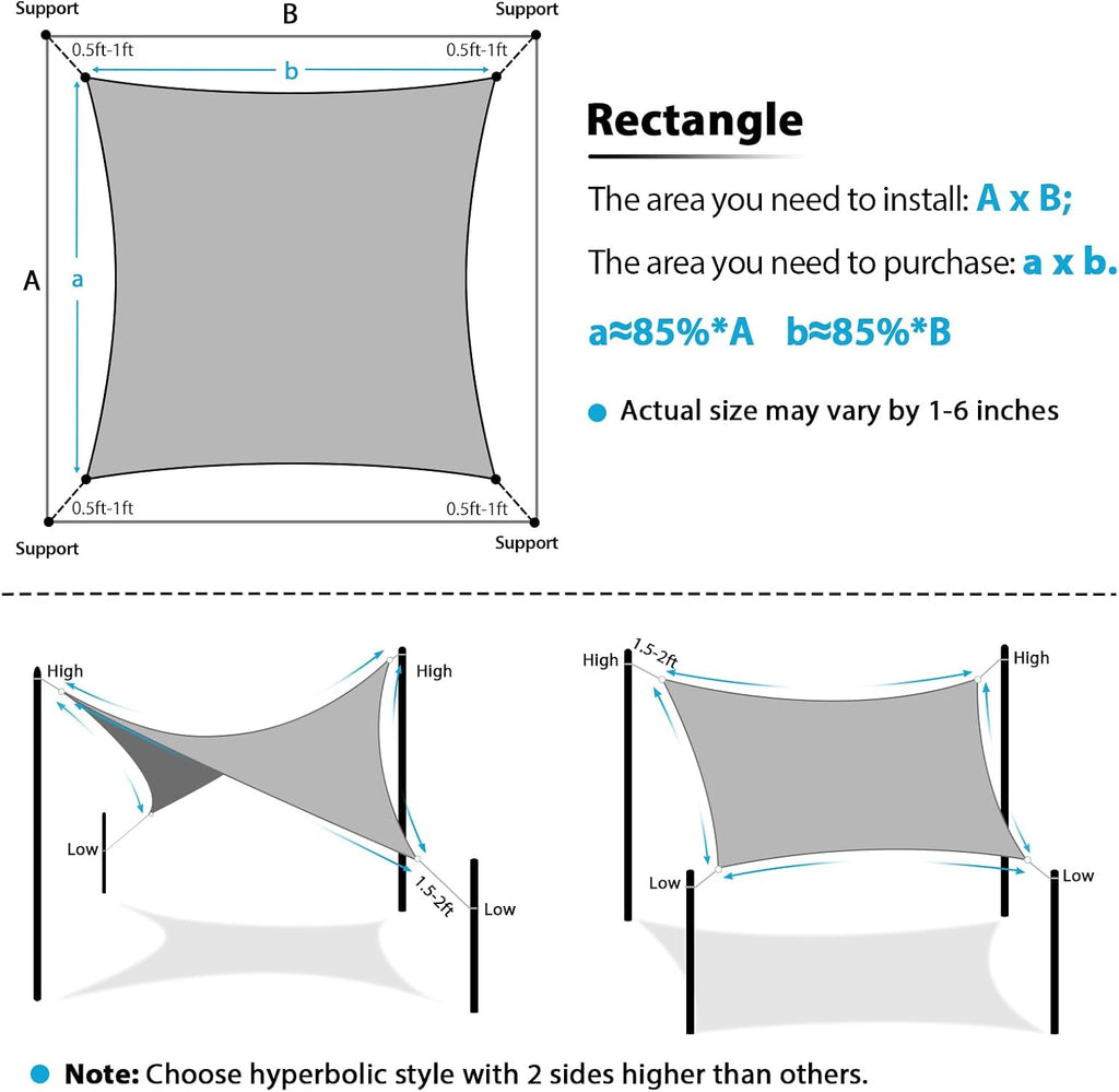 Amagenix Sun Shade Sail 12'X16' Curved Edge Outdoor Shade Canopy Sand Breathable 95% UV Block Shade Cloth for Patio