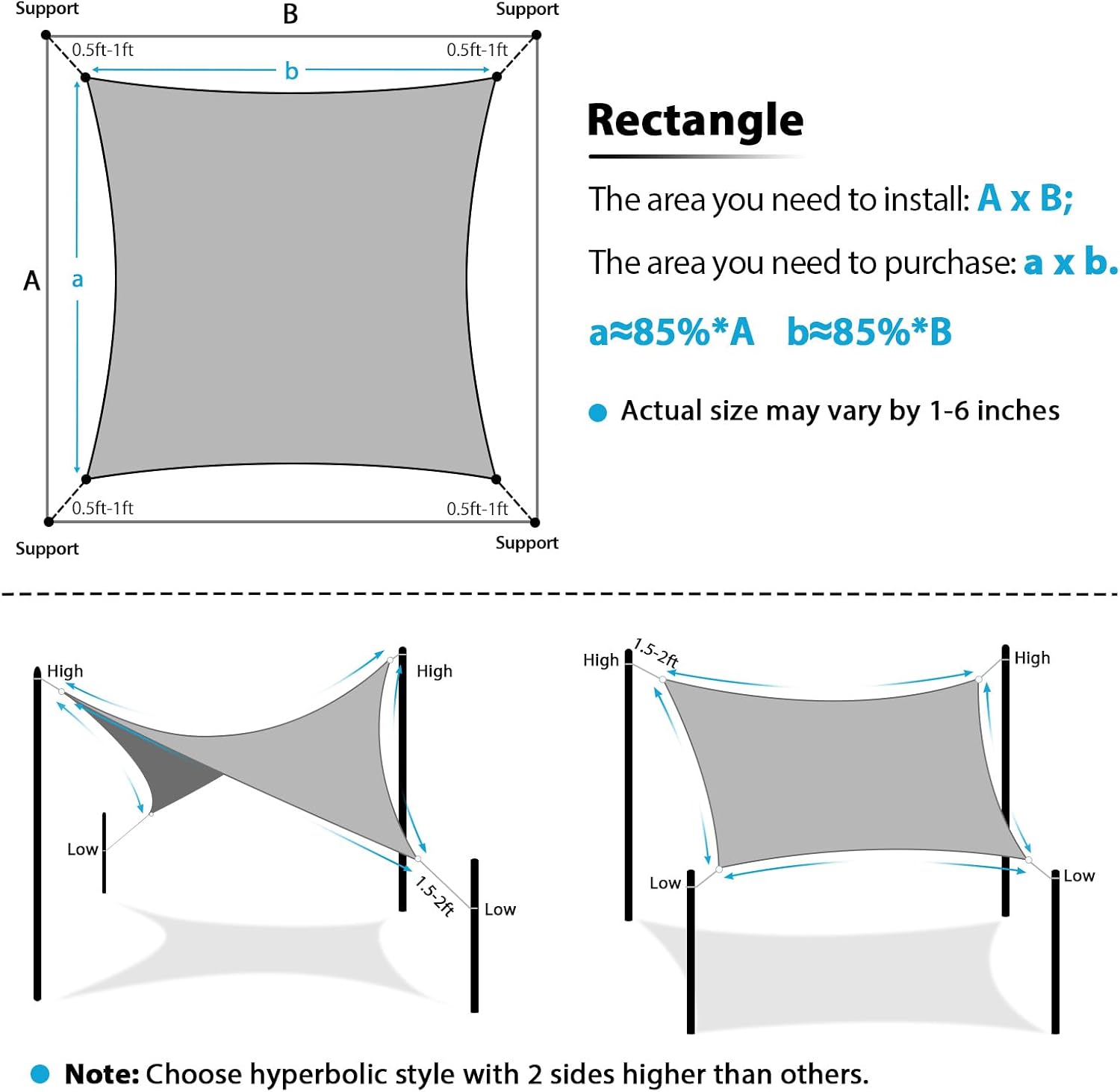 Amagenix Sun Shade Sail 12'X16' Curved Edge Outdoor Shade Canopy Sand Breathable 95% UV Block Shade Cloth for Patio
