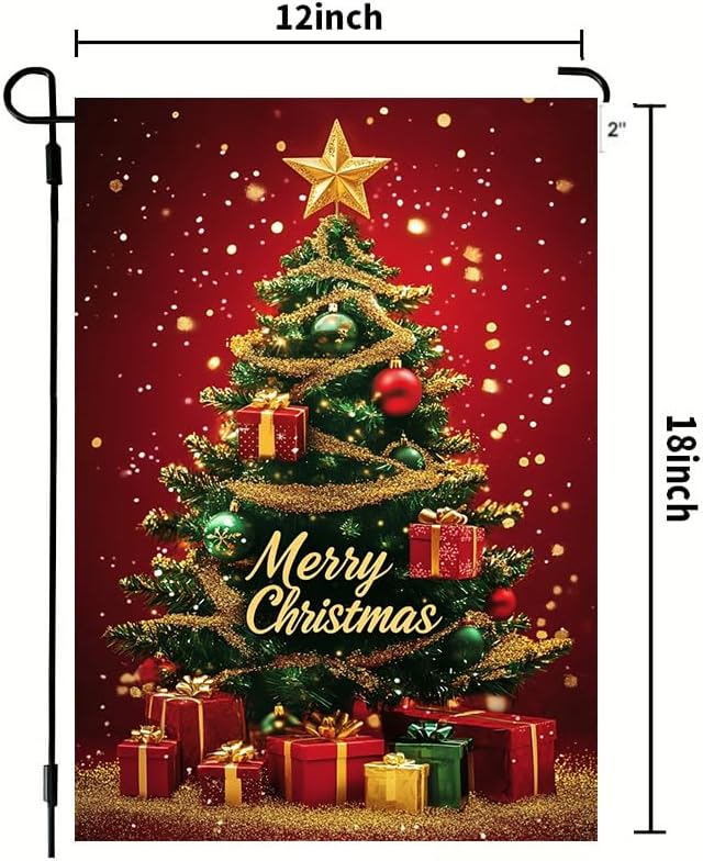Merry Christmas Garden Flags for Outside 12x18 Double Sided