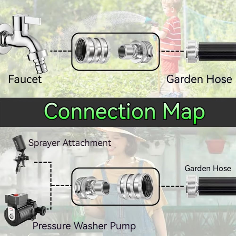 2027 New Water Hose Quick Connect [UNIVERSAL FIT] 5 Pack - Stainless Steel Garden Hose Quick Connector - Durable Garden