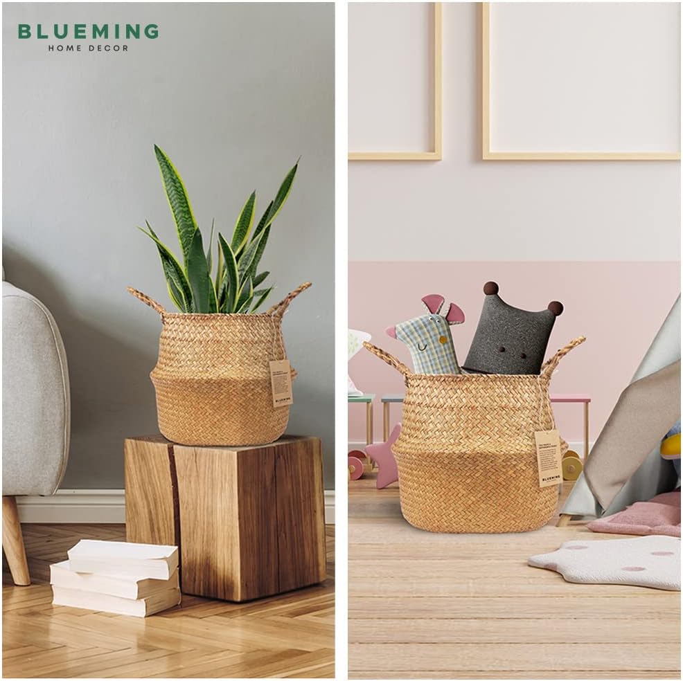 Large Plant Basket, Woven Seagrass Planter for Indoor Plants