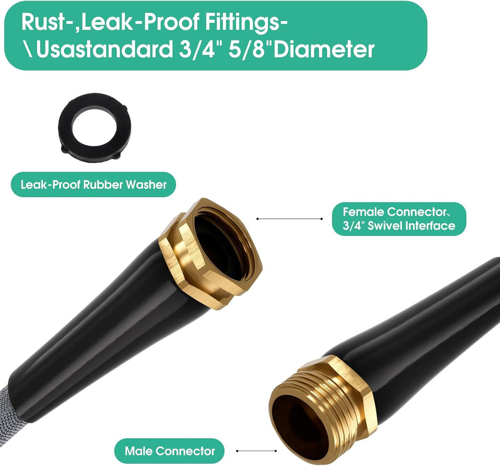 Garden Hose 50 FT, Non-Expanding Water Hose, Kink-Free, Burst-Resistant | Flexible & Lightweight. High-Pressure