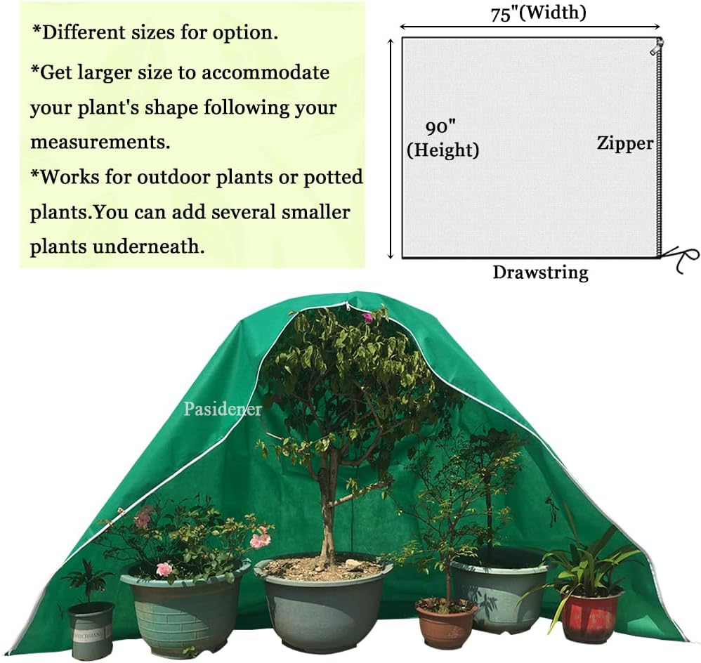 Plant Covers Freeze Protection 2 Packs 90"X75" 2.2oz Tree Covers Frost Plant Covers Freeze Cloth for Outdoor Plants