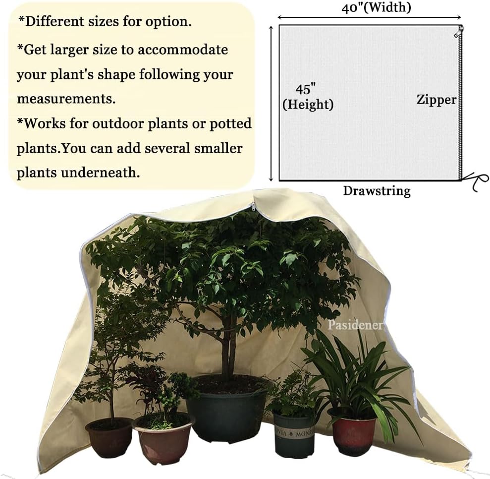 Plant Covers Freeze Protection 2.8oz 3 Packs 45"x40" Winter Tree Covers Frost Blankets for Outdoor Plants with Zipper