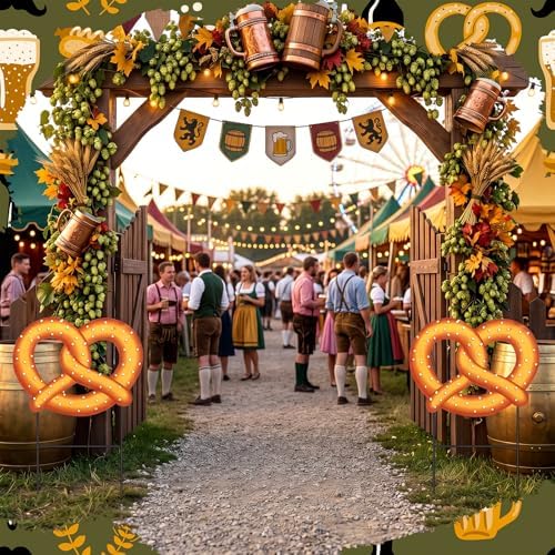 Amyhill 2 Pcs Oktoberfest Decorations Pretzel Yard Sign Stakes, 25 Inch