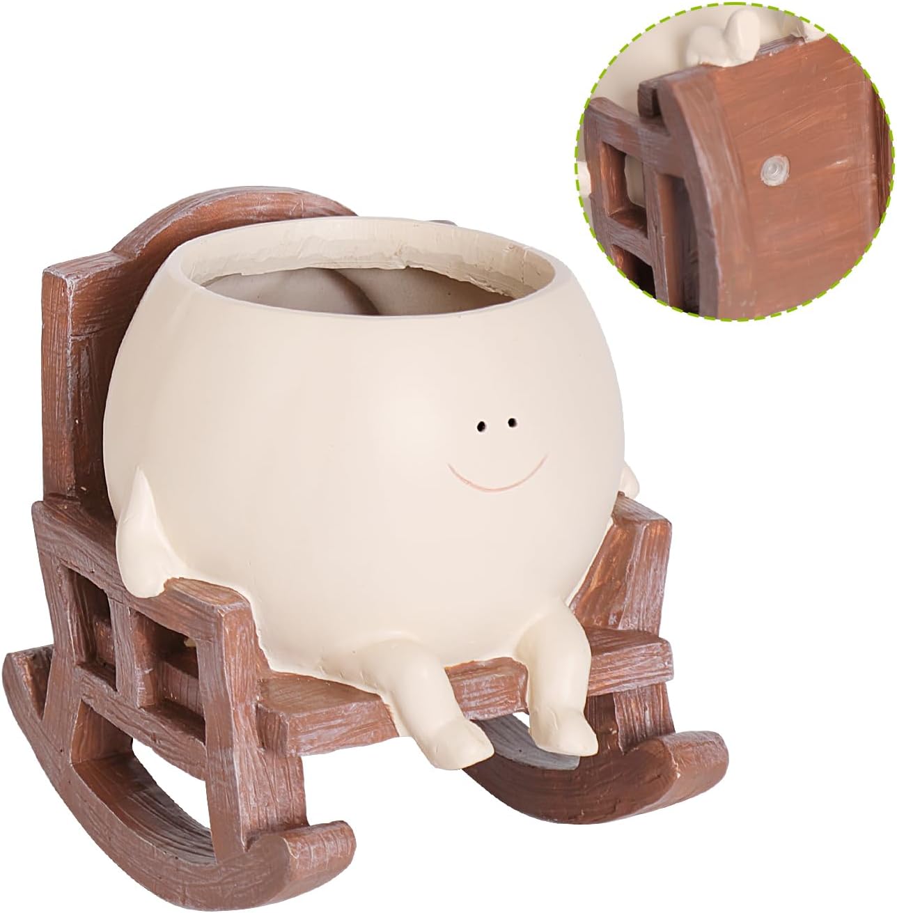 Smily Face Planter Pot Cute Resin Flower Head Planters for Indoor Outdoor Plants Unique Sitting Rocking Chairs