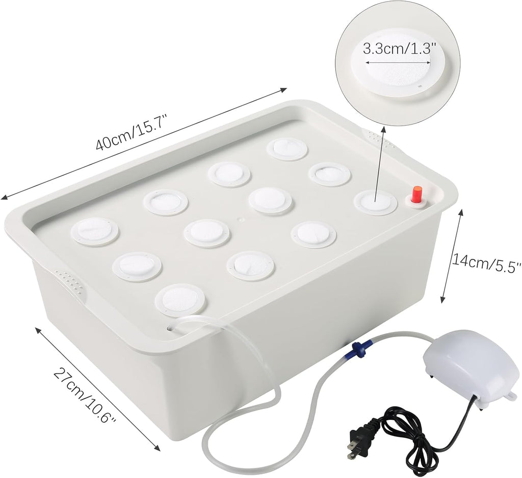 NATGAI Hydroponic System Growing Kit with Air Pump 12 Holes Soilless | Cultivation Grow Box Garden Cabinet Box for