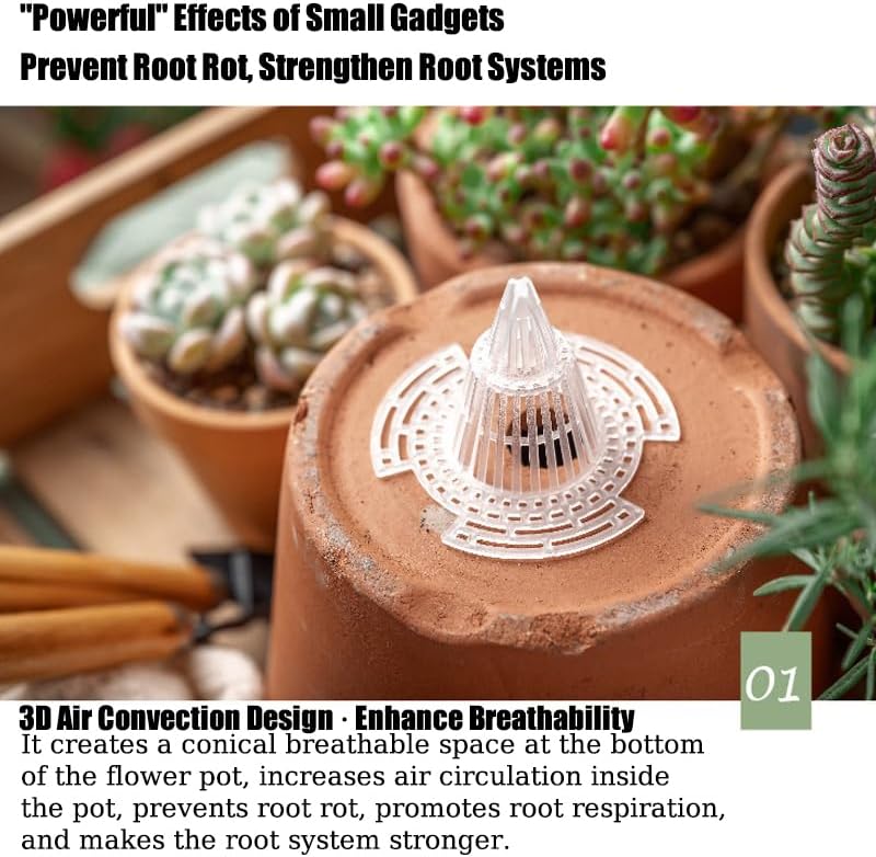 Plant Pot Drainage Cones, 10 Pack – Breathable Mesh Pot Bottom Pads for Improved Airflow & Drainage, Prevent Soil Loss, Suitable for Small Potted Plants, Succulents, Bonsai (Medium)