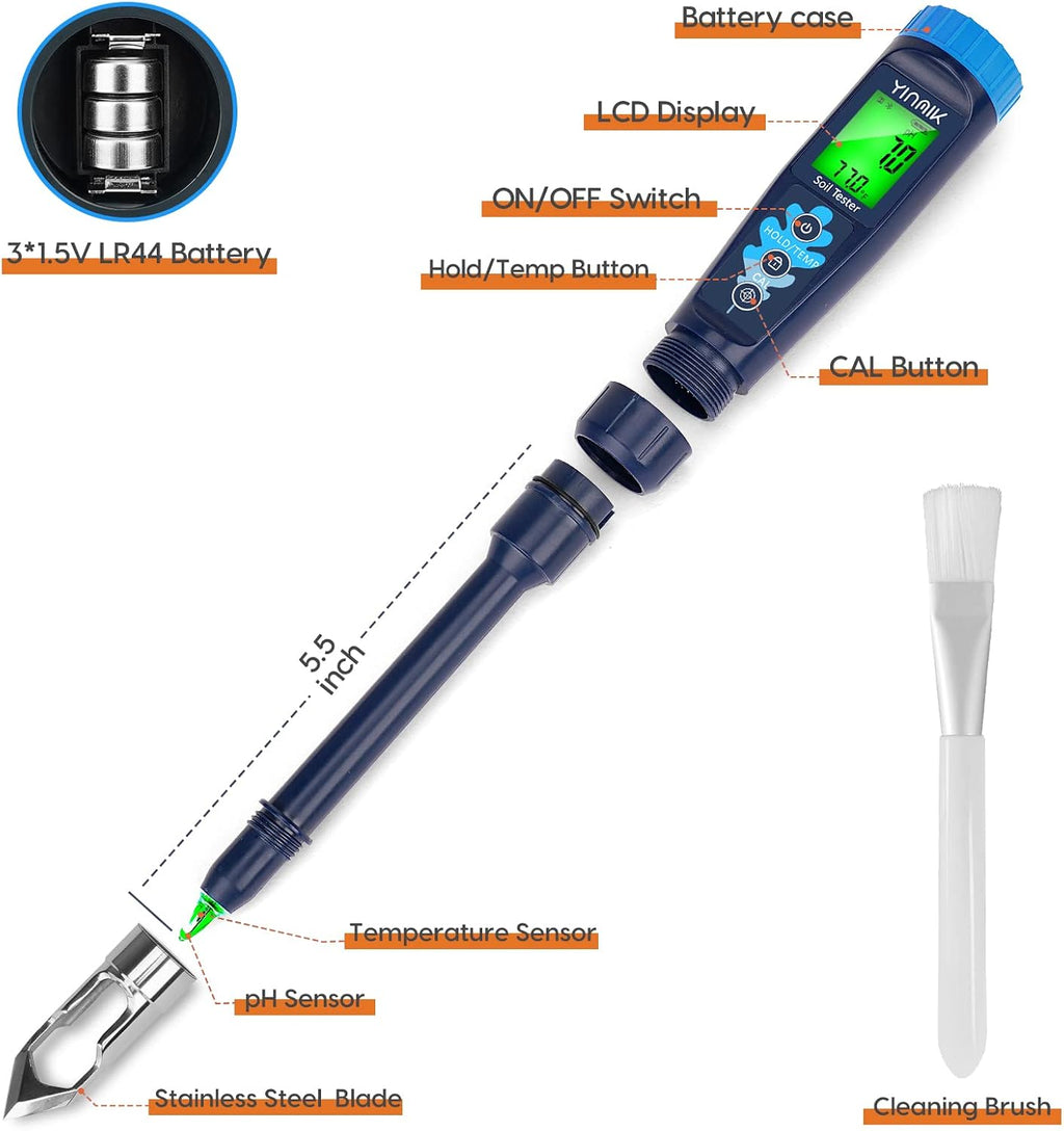 Digital pH Meter for Soil, YINMIK Soil pH Tester for Potted Plants | Professional pH Reader for Soil and Water,Soil pH