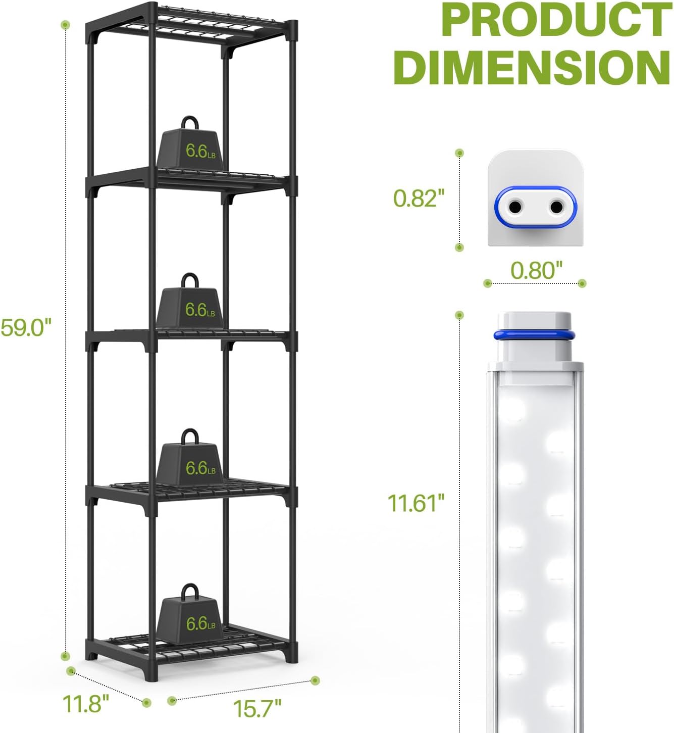 Indoor Greenhouse with Grow Lights, 11.8x15.7x59 | 5000K Full Spectrum, Mini Cabinet, 4 Pack Grow Lights (36W), Auto