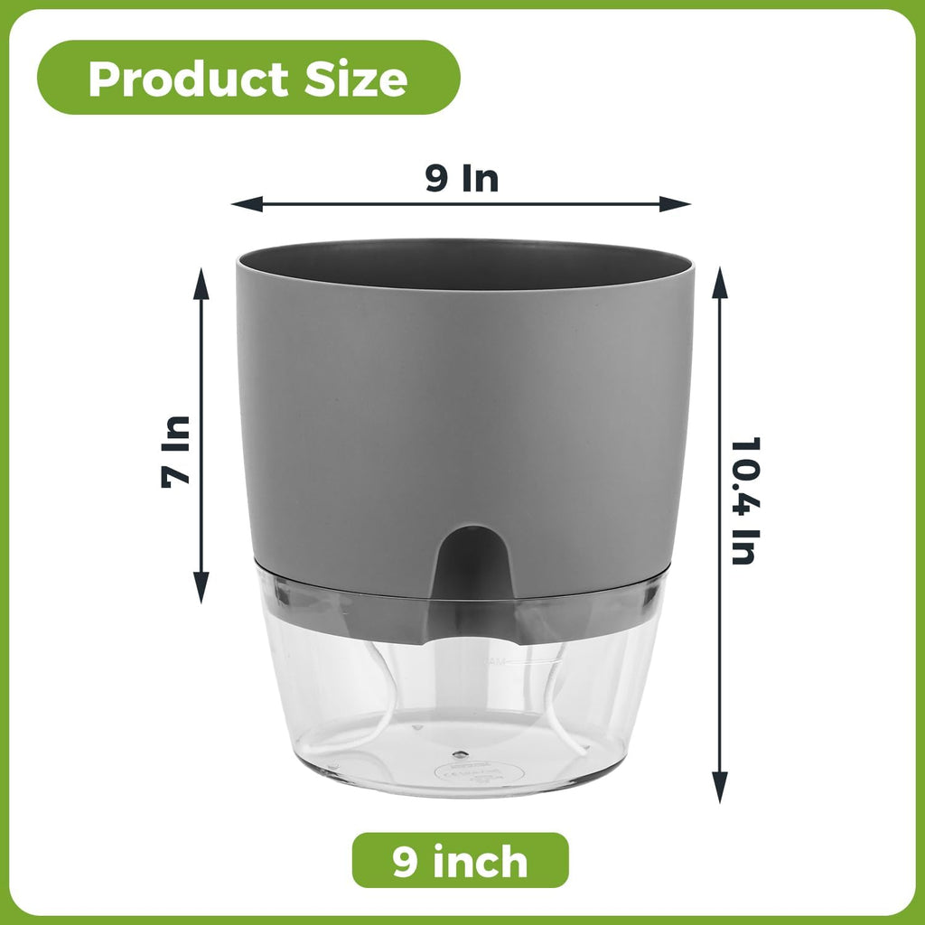 Planterhoma 5 Pack Self Watering Pots for Indoor Plants, 9 Inch Plant Pot Plastic Self Watering Planter for Orchid