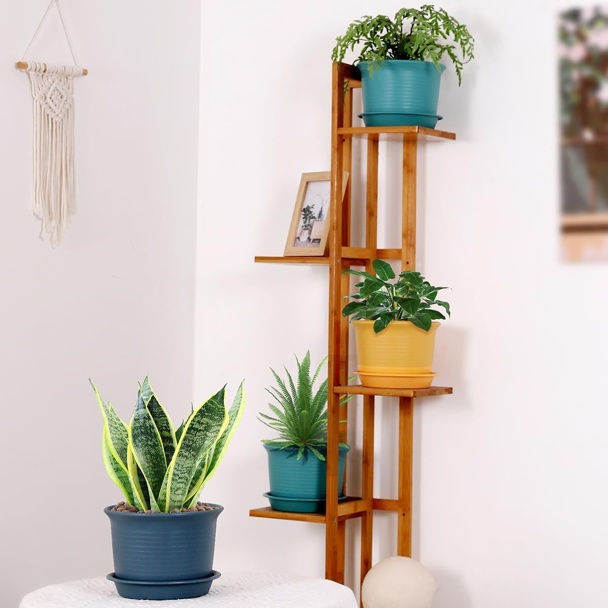 7 inch Plant Pots, 6 Pack Flower Pots,Planters for Indoor Outdoor Plants, Planters with Drainage Hole and Tray