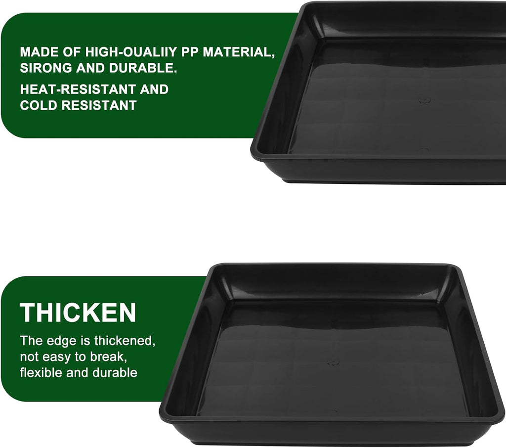 3 Pack 14 Inch Square Plant Saucer, Heavy Duty Plastic Plant Drip Trays for Pots, Durable Flower Pot Saucers for Indoor