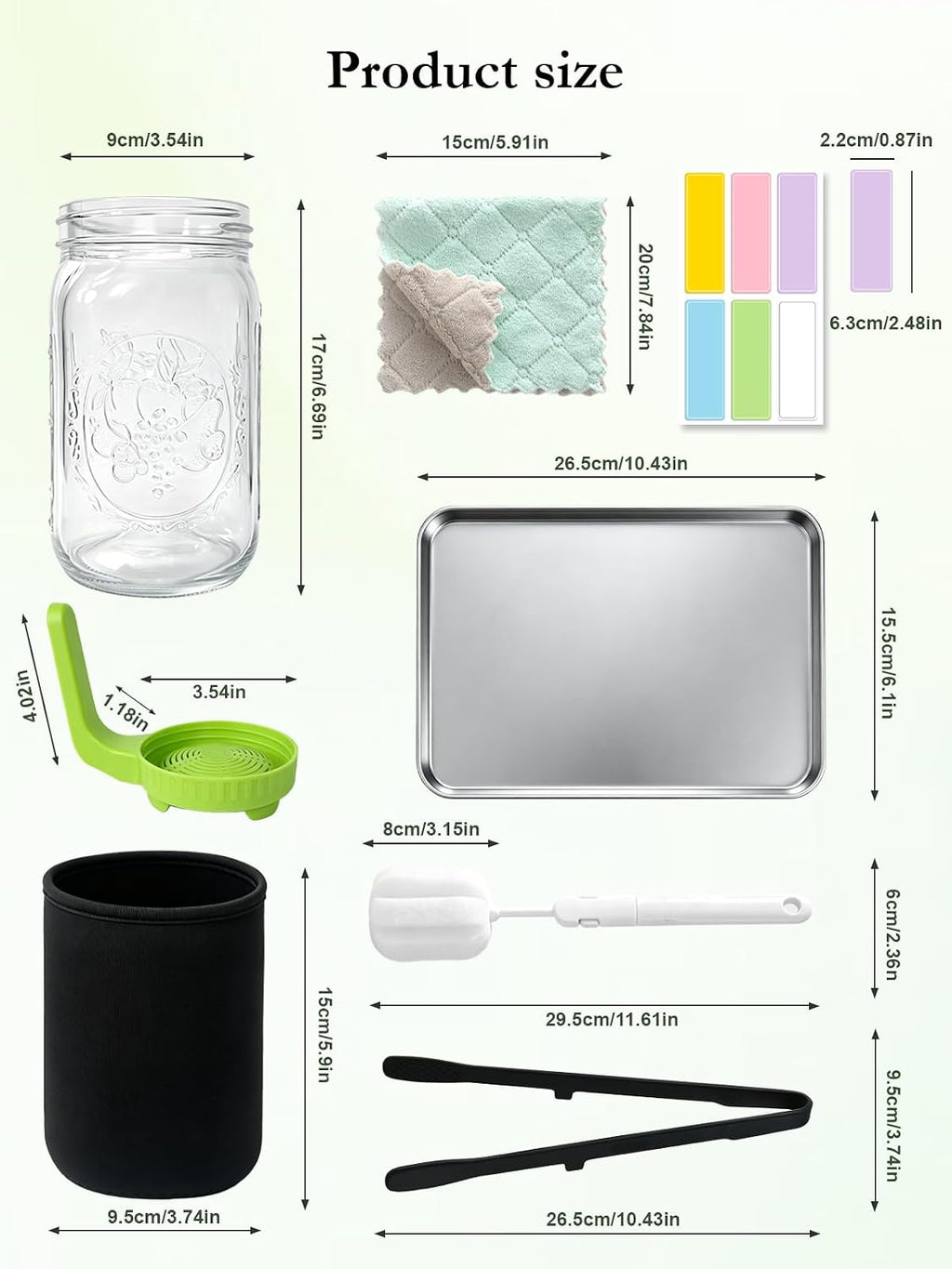 Sprouting Jar Kit,Broccoli Sprouts Growing Kit 2 Pack, 32oz | 304 Steel Sprouting Tray,Silicone Tongs,Blackout