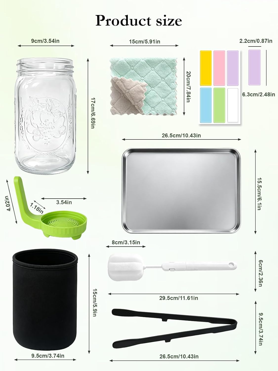 Sprouting Jar Kit,Broccoli Sprouts Growing Kit 2 Pack, 32oz | 304 Steel Sprouting Tray,Silicone Tongs,Blackout